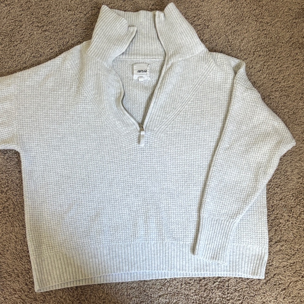 Aerie Heather grey Quarter Zip Sweater size XS